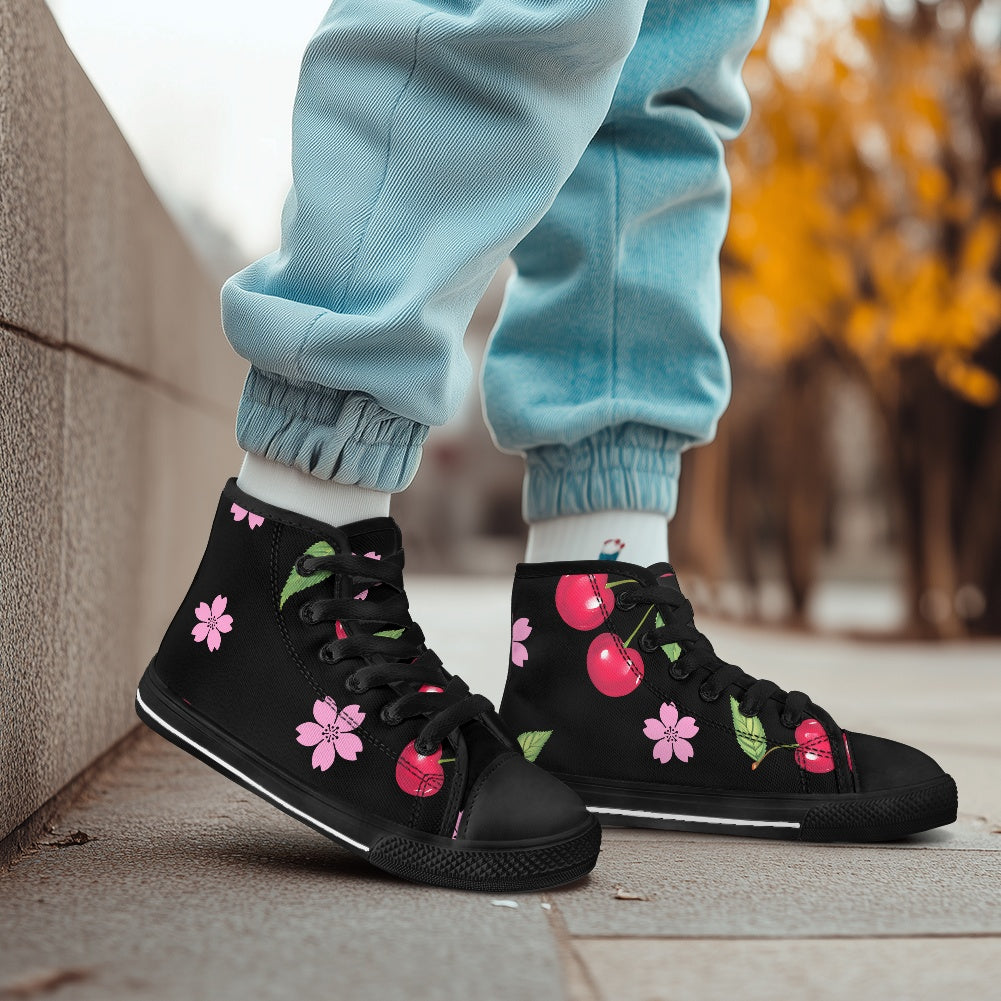 Children's high top canvas shoes