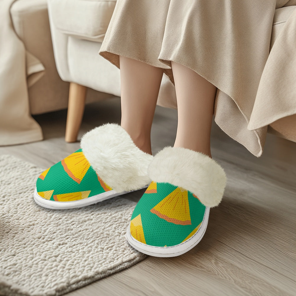 Cotton slippers with fur edges