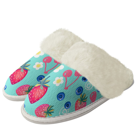 Cotton slippers with fur edges