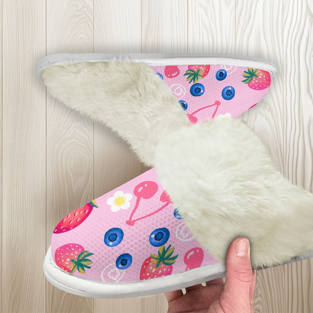 Cotton slippers with fur edges