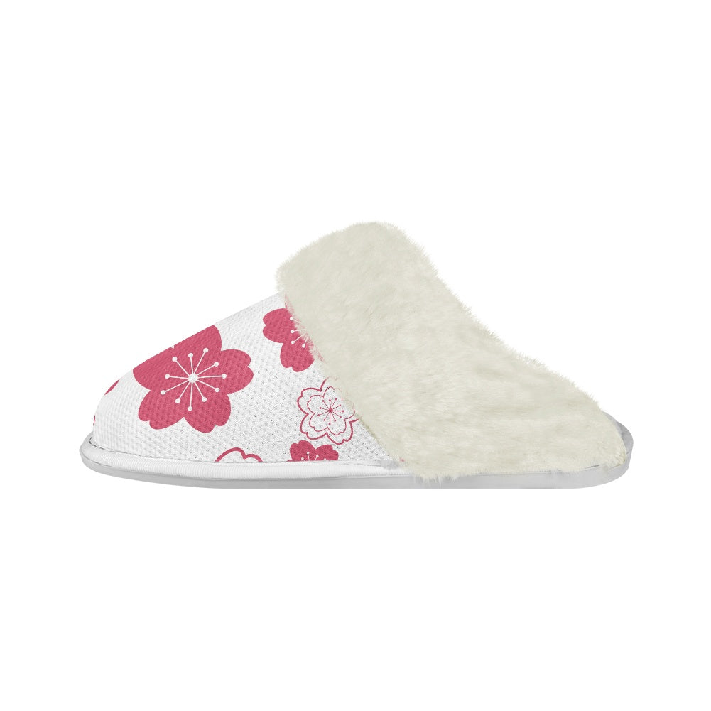 Cotton slippers with fur edges