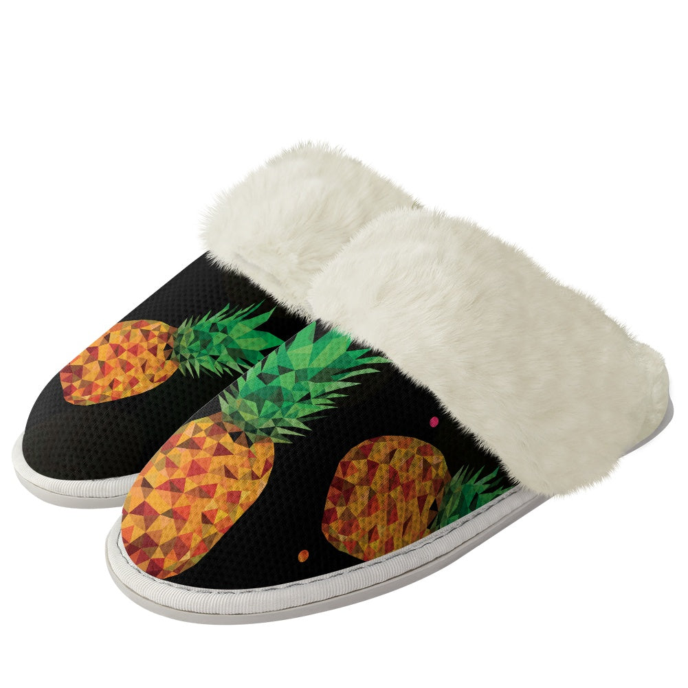 Cotton slippers with fur edges