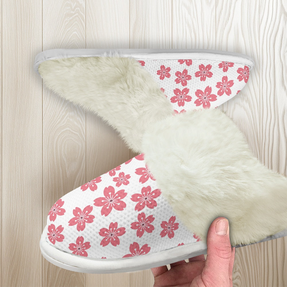 Cotton slippers with fur edges