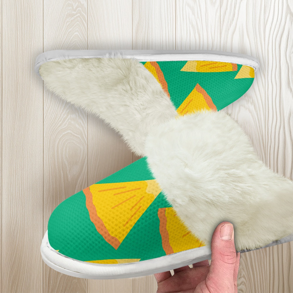 Cotton slippers with fur edges