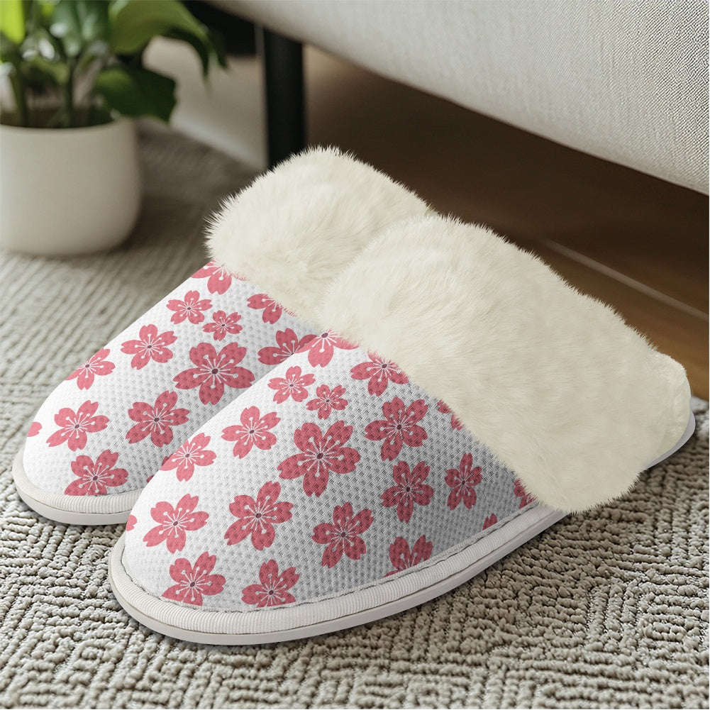 Cotton slippers with fur edges