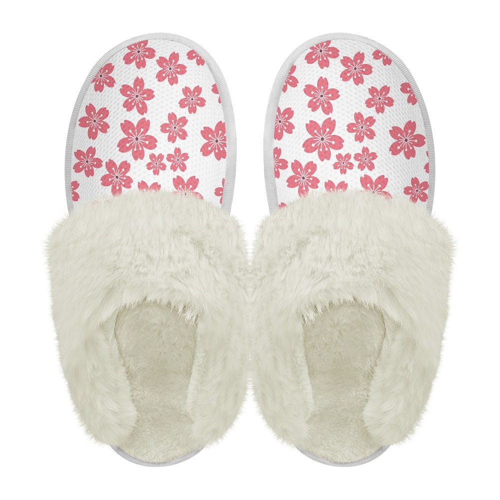 Cotton slippers with fur edges