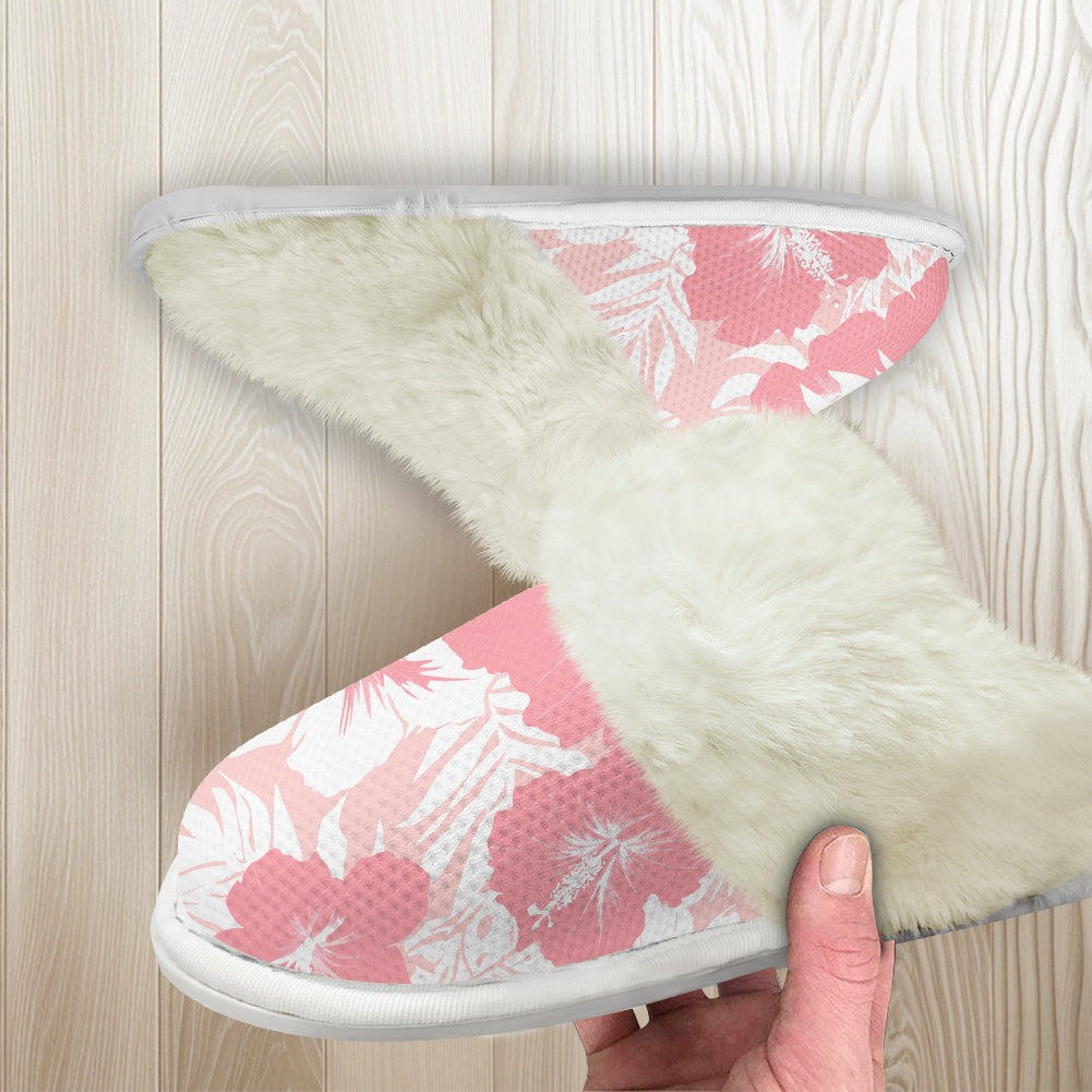 Cotton slippers with fur edges