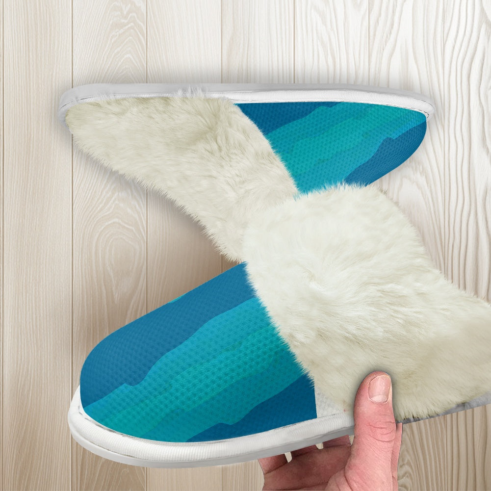 Cotton slippers with fur edges