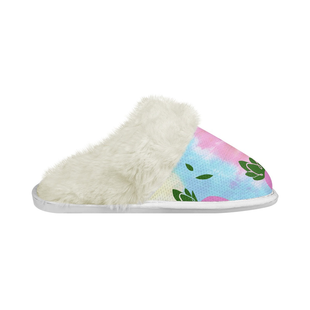 Cotton slippers with fur edges