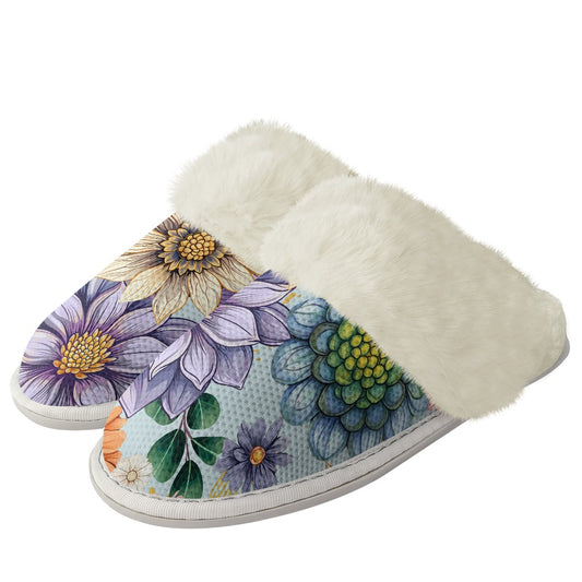 Cotton slippers with fur edges