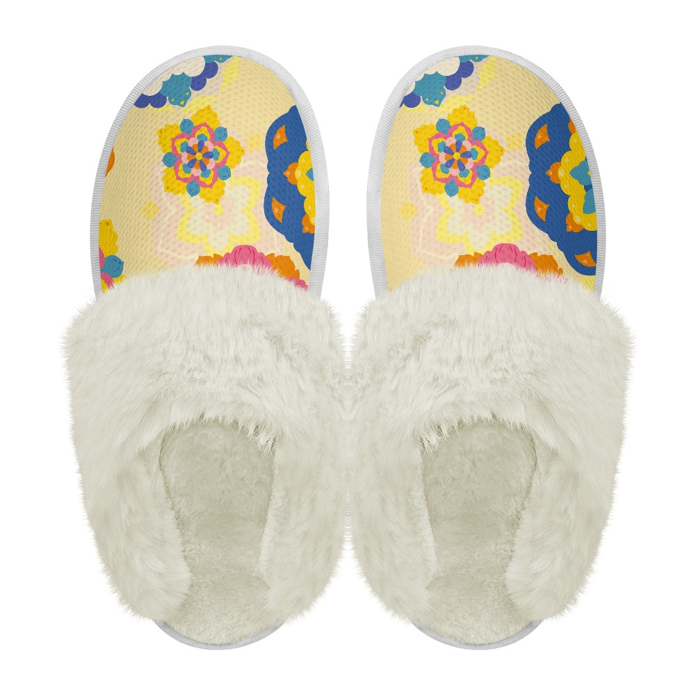 Cotton slippers with fur edges