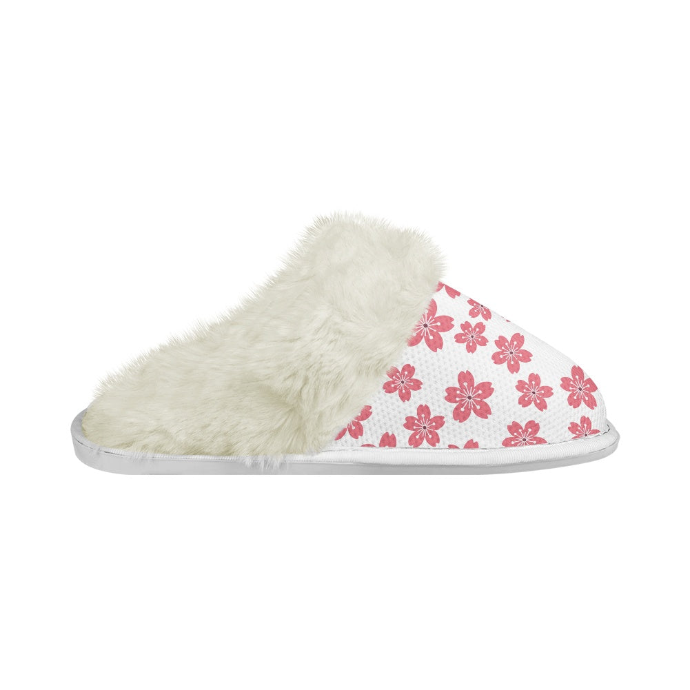 Cotton slippers with fur edges