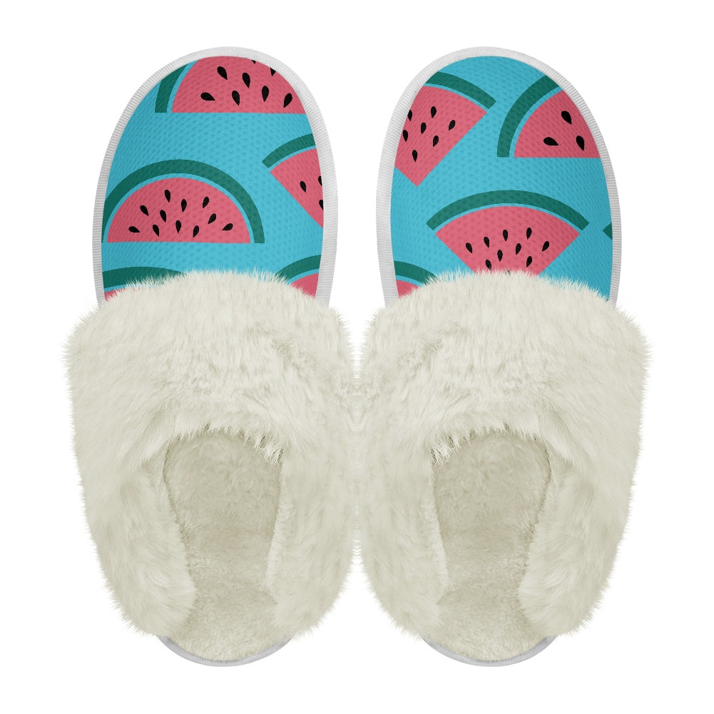 Cotton slippers with fur edges