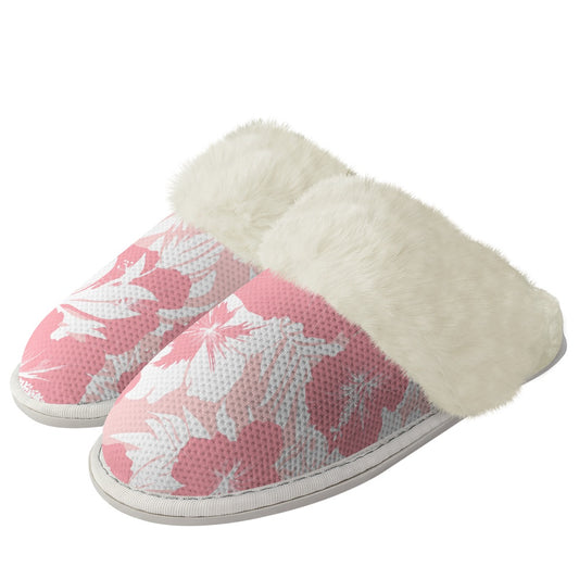 Cotton slippers with fur edges