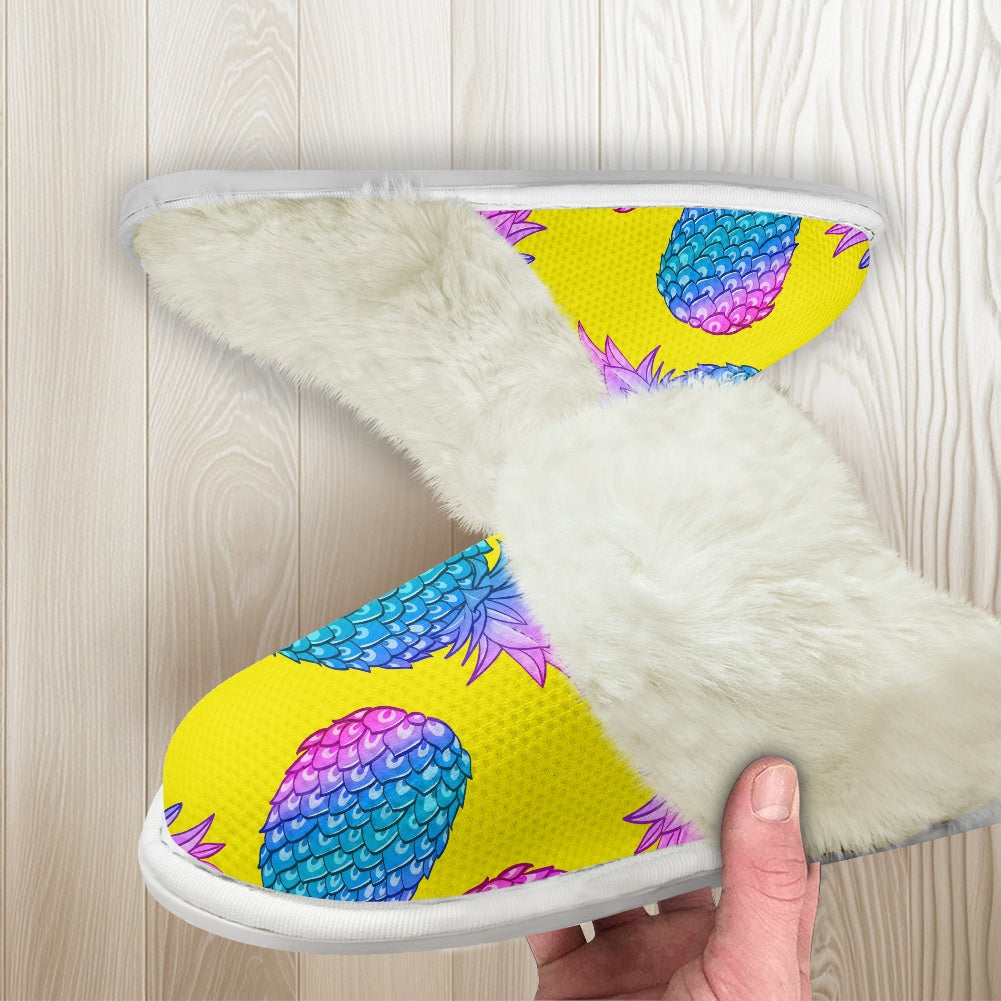 Cotton slippers with fur edges