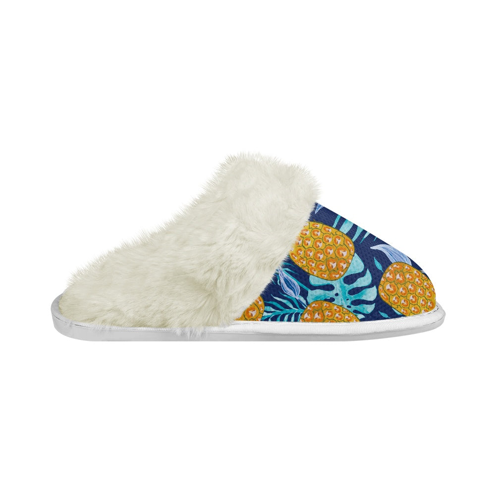 Cotton slippers with fur edges