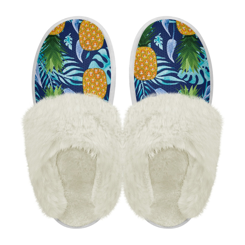 Cotton slippers with fur edges