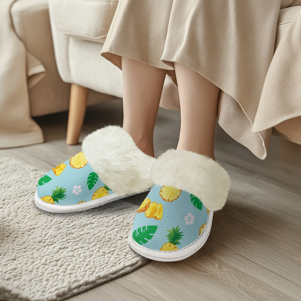 Cotton slippers with fur edges