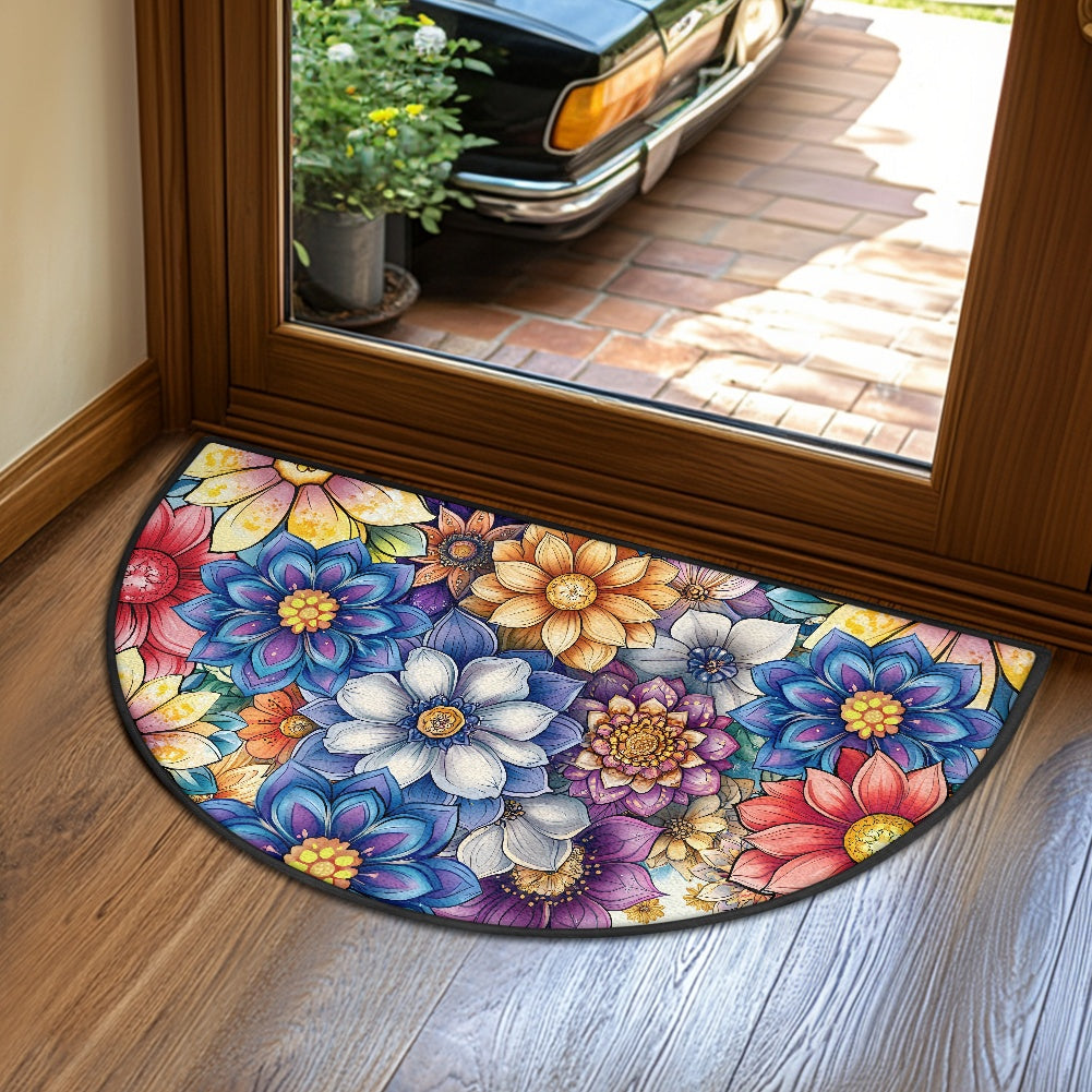 Semi-circular floor mat