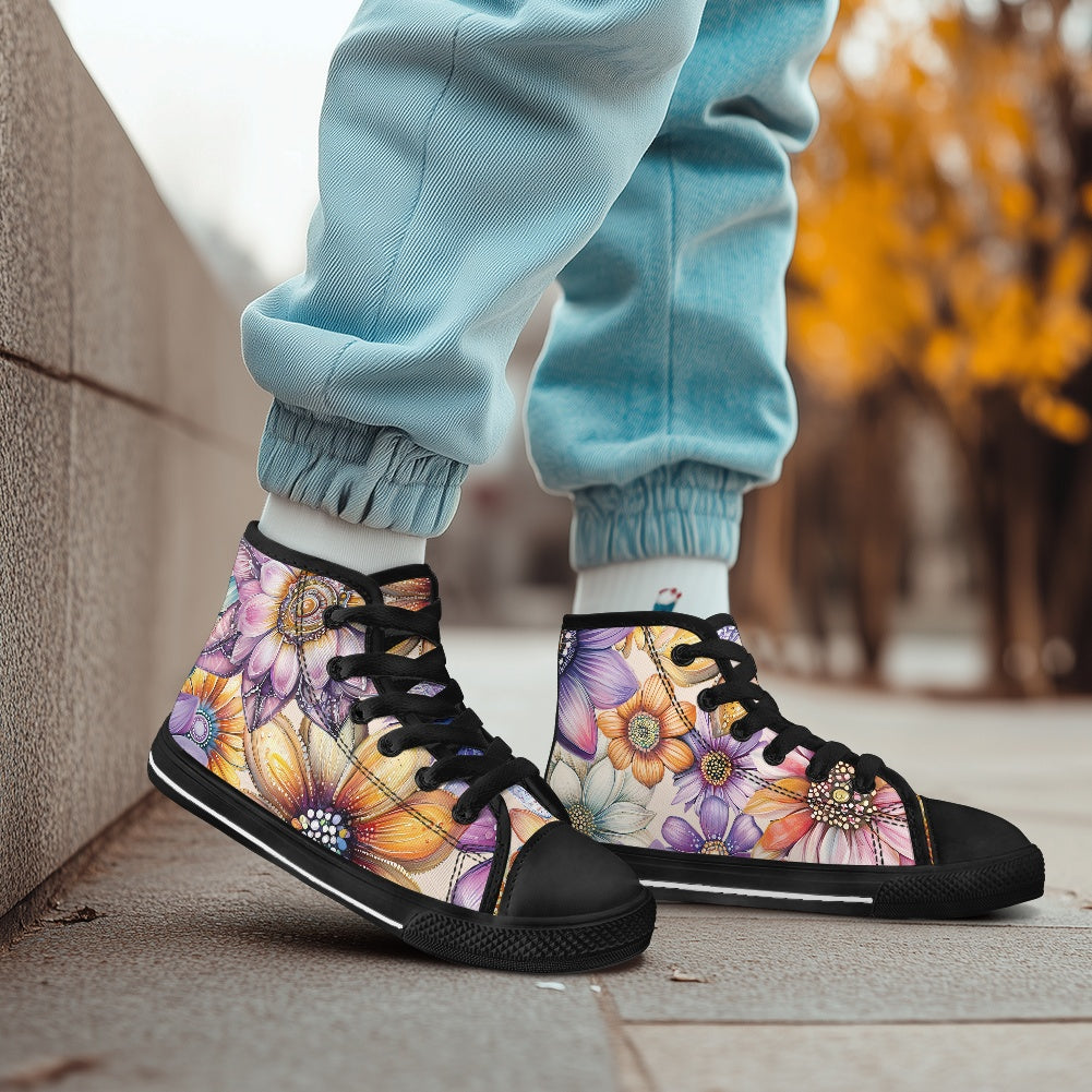 Children's high top canvas shoes