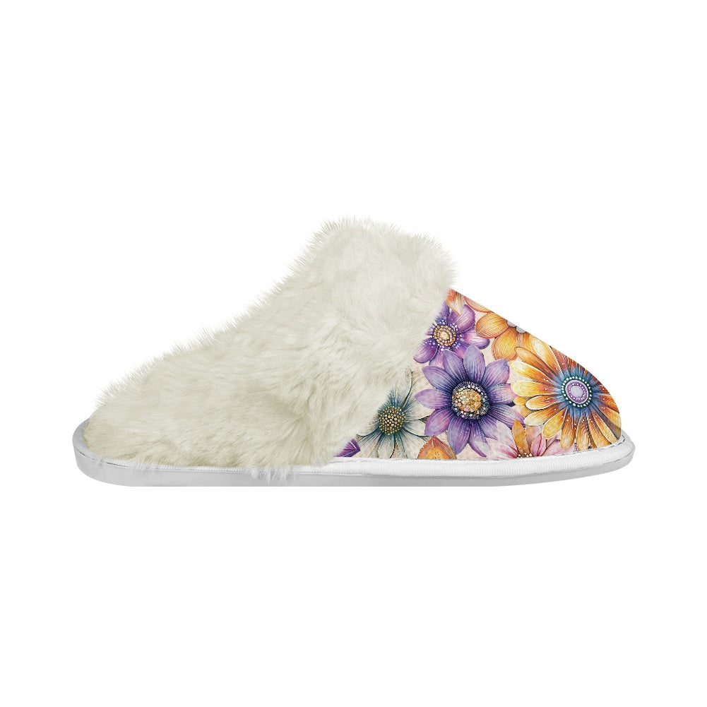 Cotton slippers with fur edges