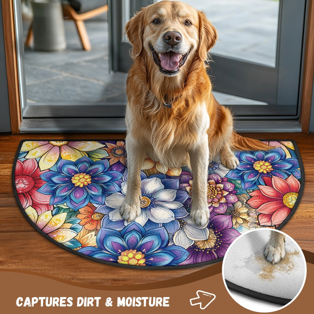 Semi-circular floor mat