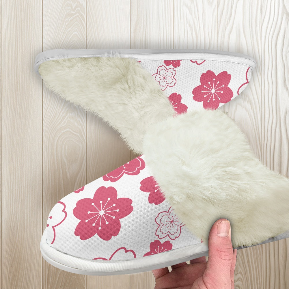 Cotton slippers with fur edges