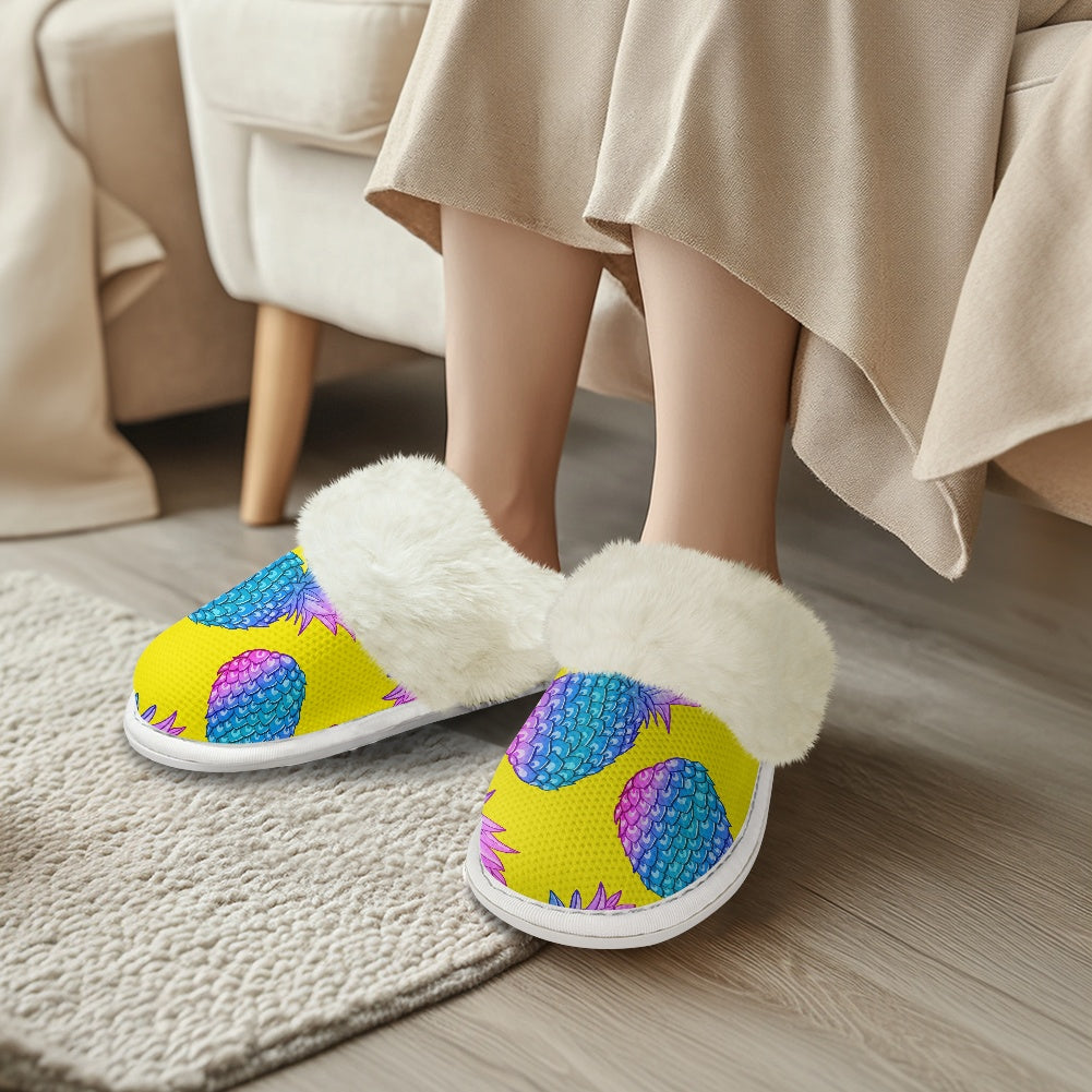 Cotton slippers with fur edges