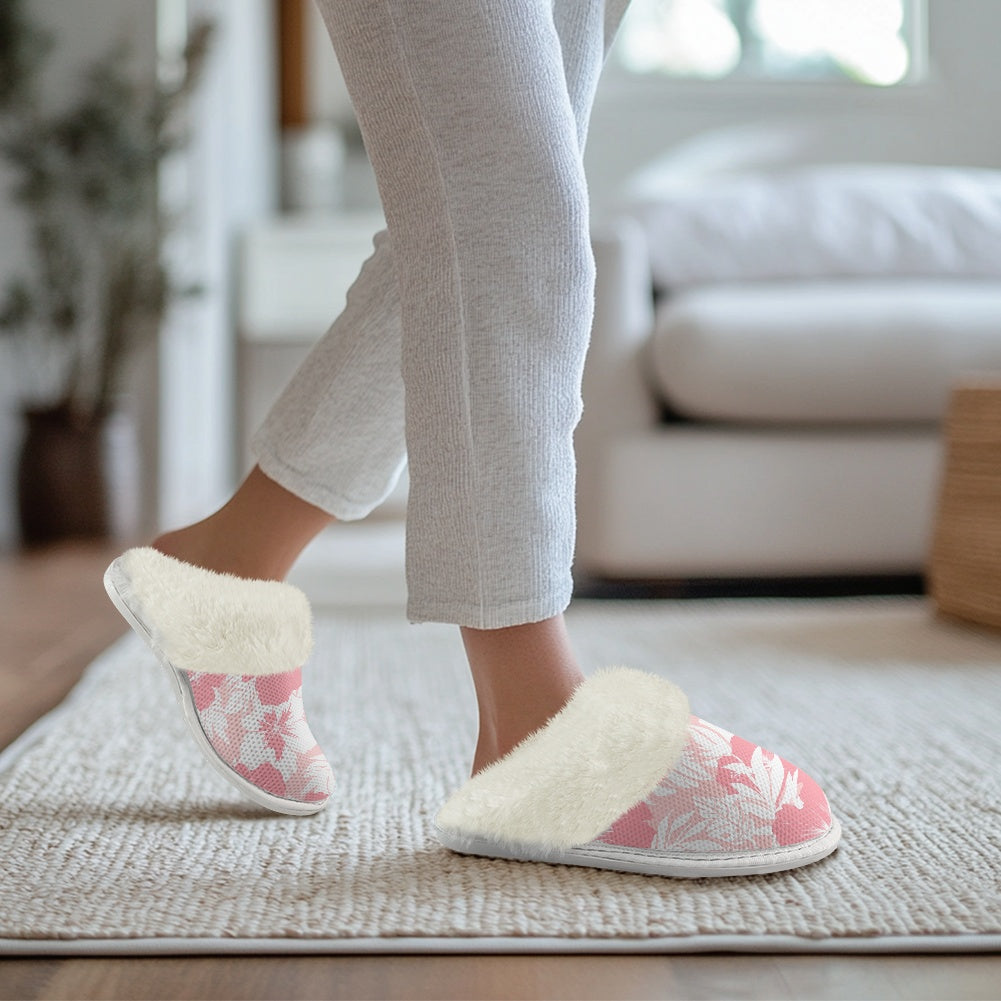 Cotton slippers with fur edges