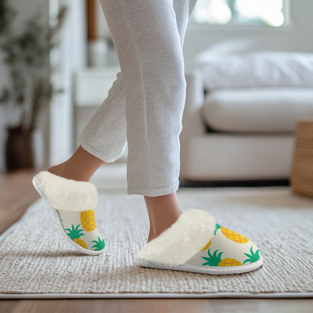 Cotton slippers with fur edges