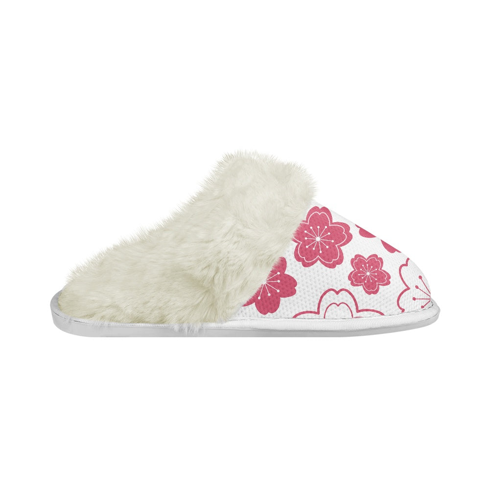 Cotton slippers with fur edges