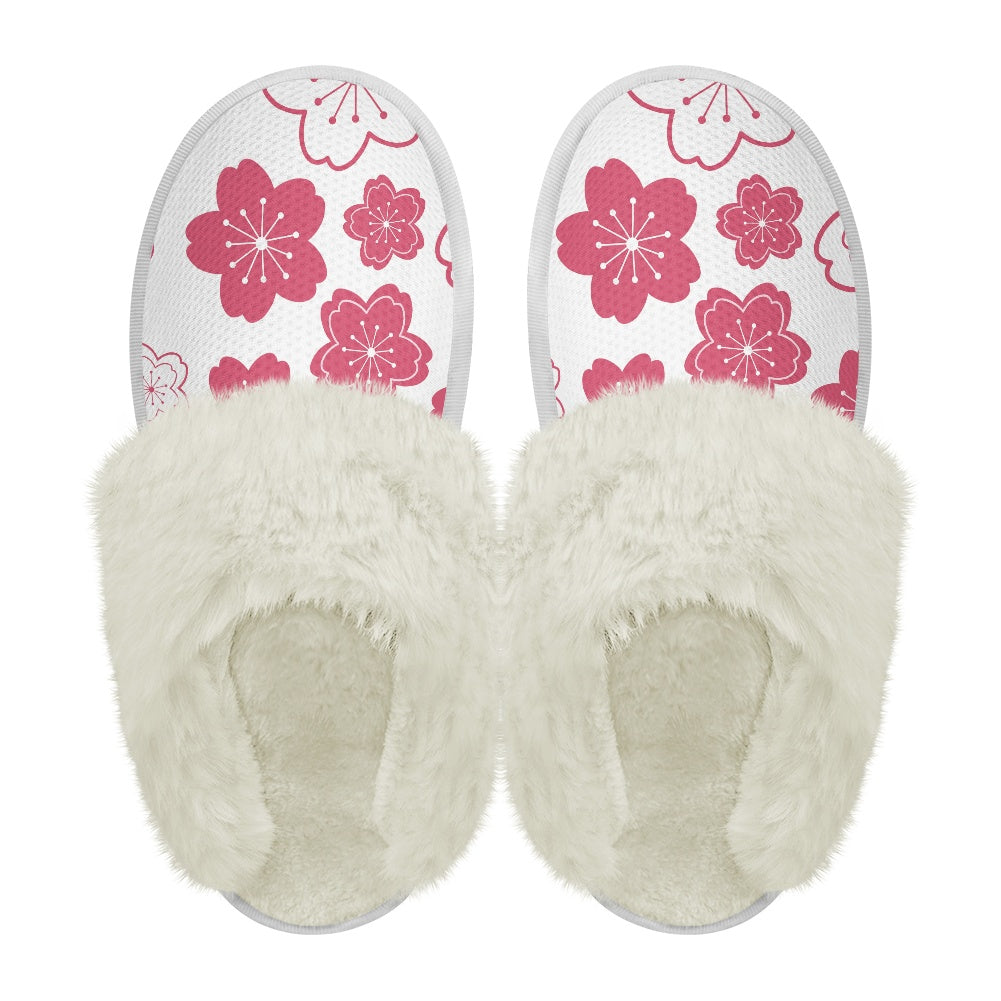 Cotton slippers with fur edges