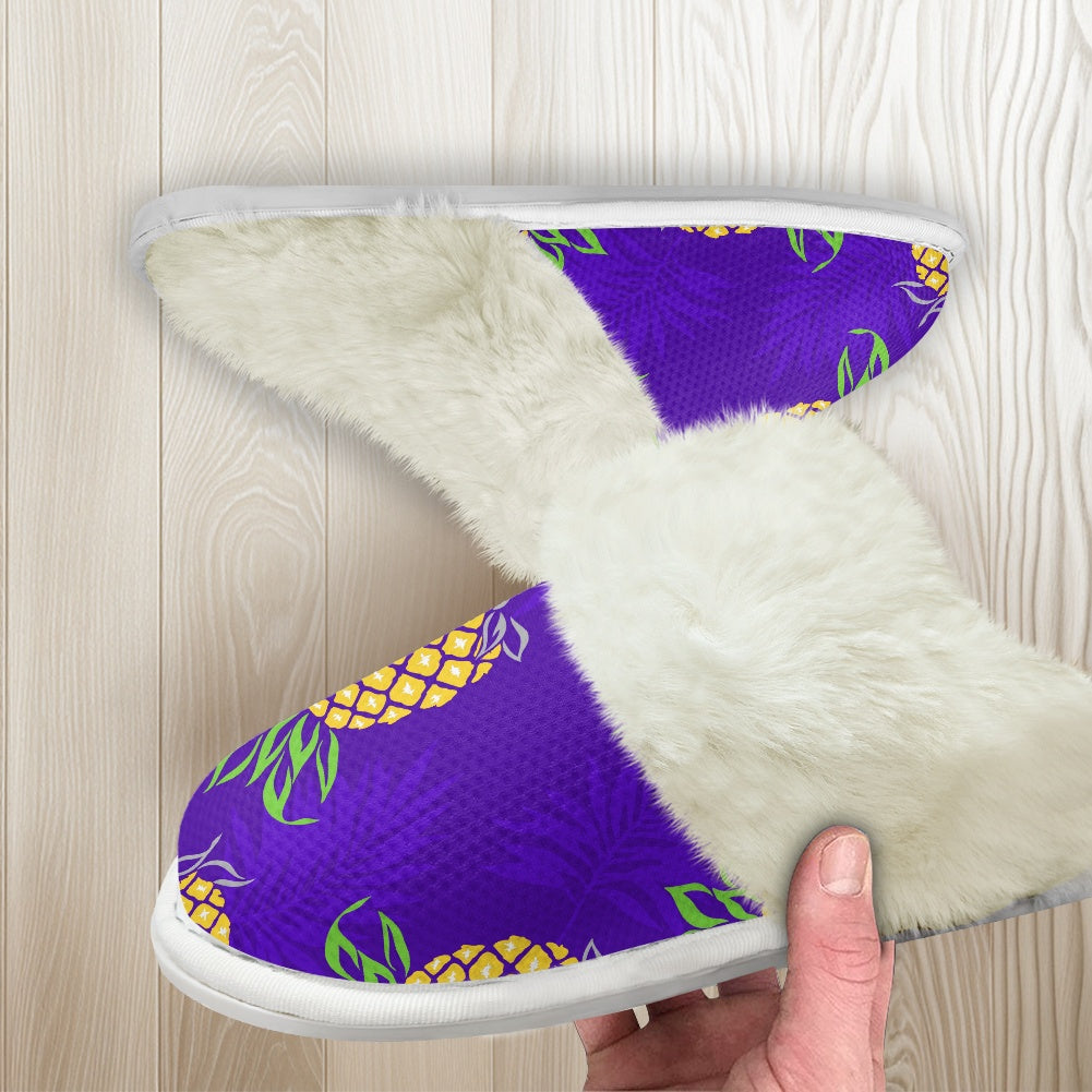 Cotton slippers with fur edges