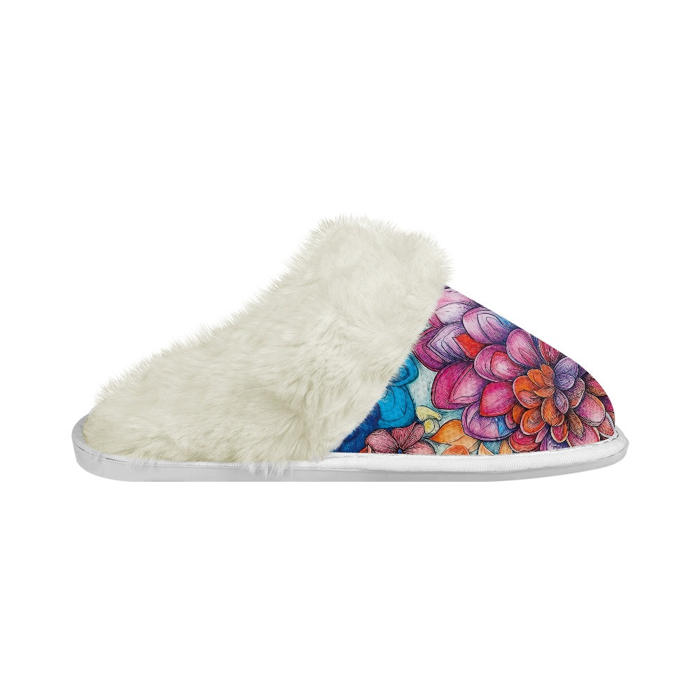 Cotton slippers with fur edges