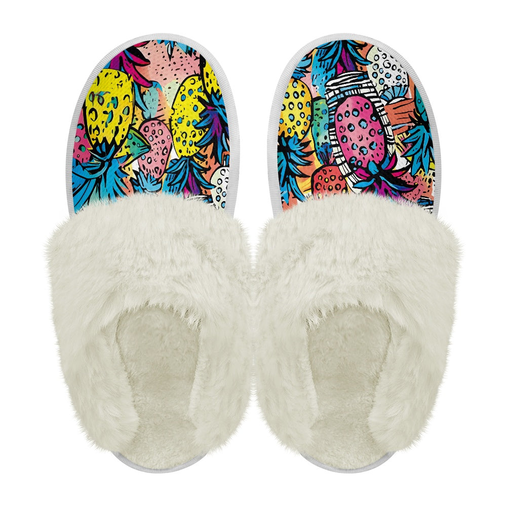 Cotton slippers with fur edges