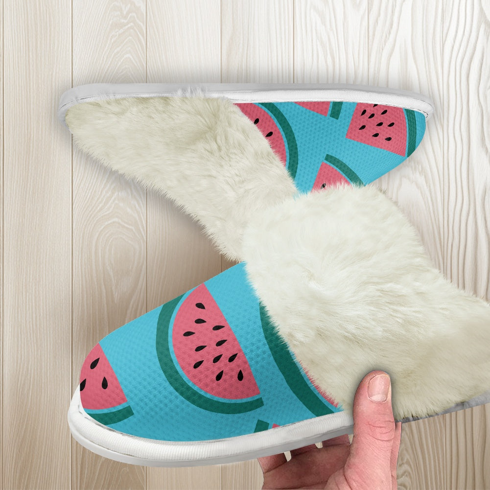 Cotton slippers with fur edges