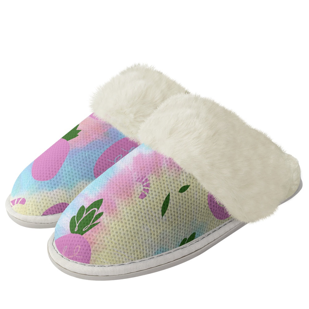 Cotton slippers with fur edges