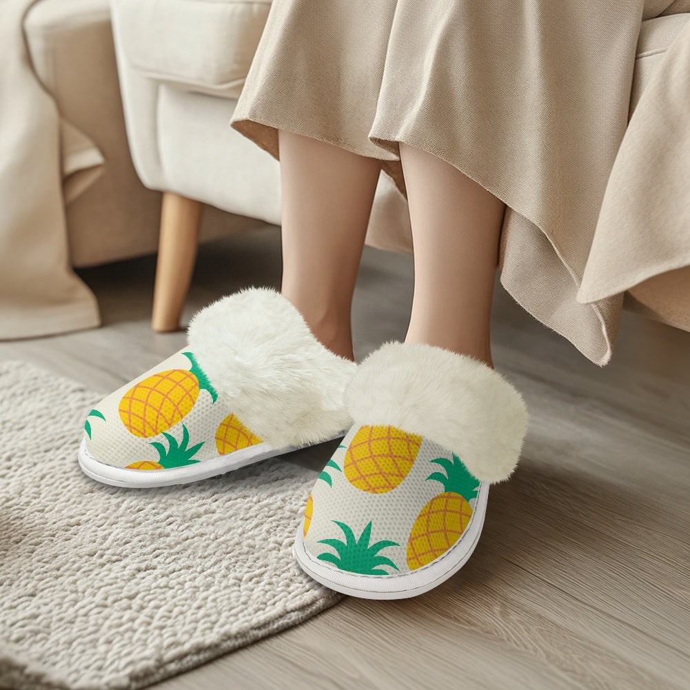 Cotton slippers with fur edges