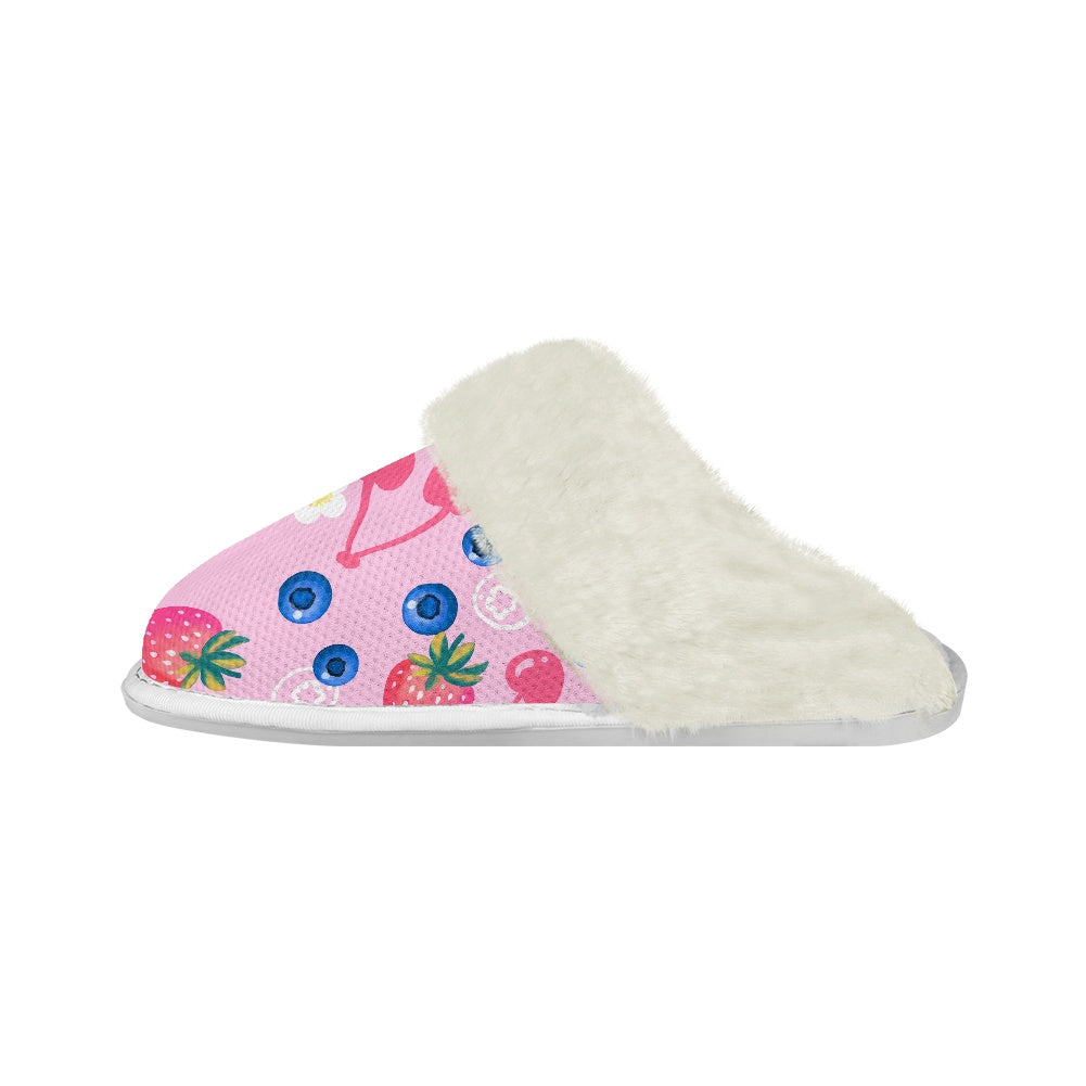 Cotton slippers with fur edges