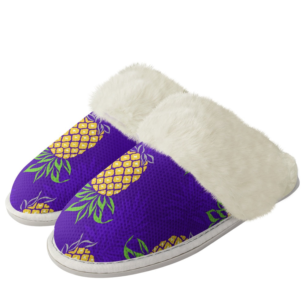 Cotton slippers with fur edges