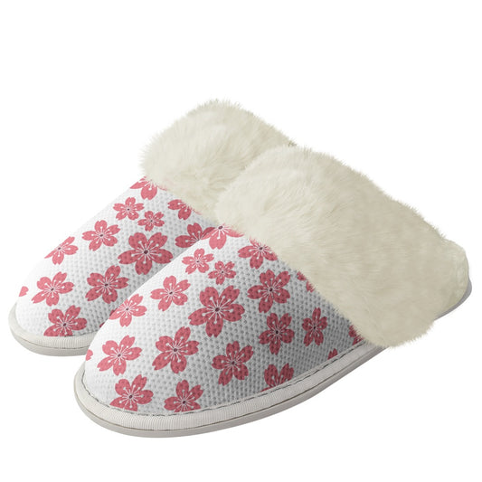 Cotton slippers with fur edges