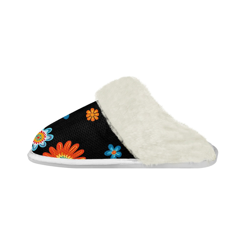 Cotton slippers with fur edges