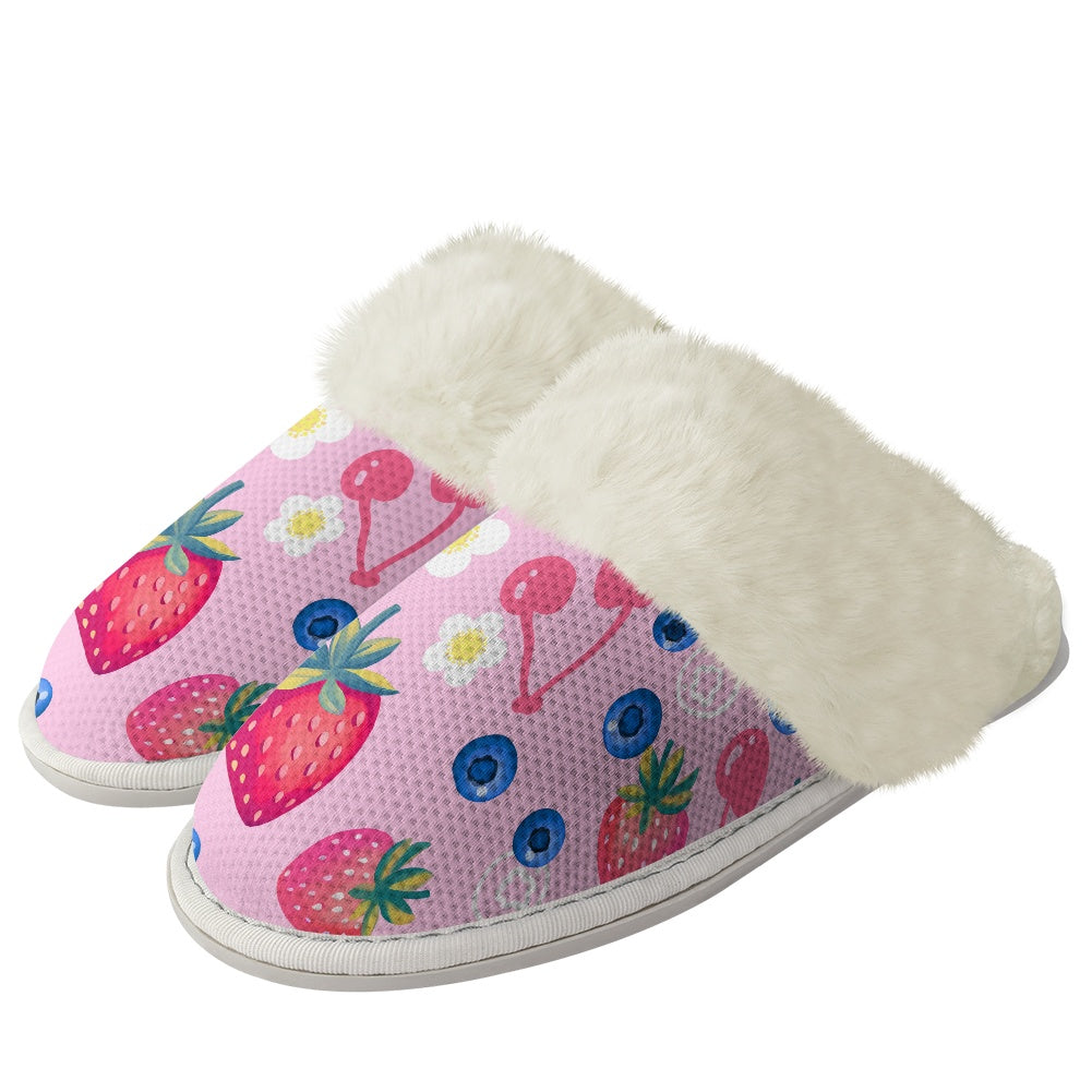 Cotton slippers with fur edges