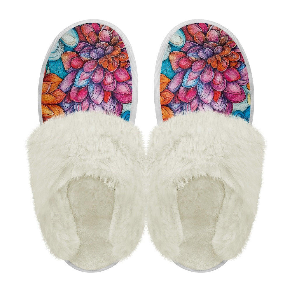 Cotton slippers with fur edges