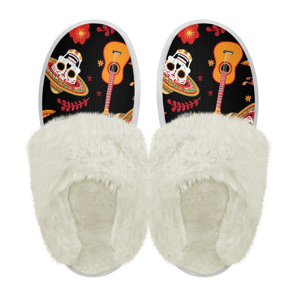 Cotton slippers with fur edges