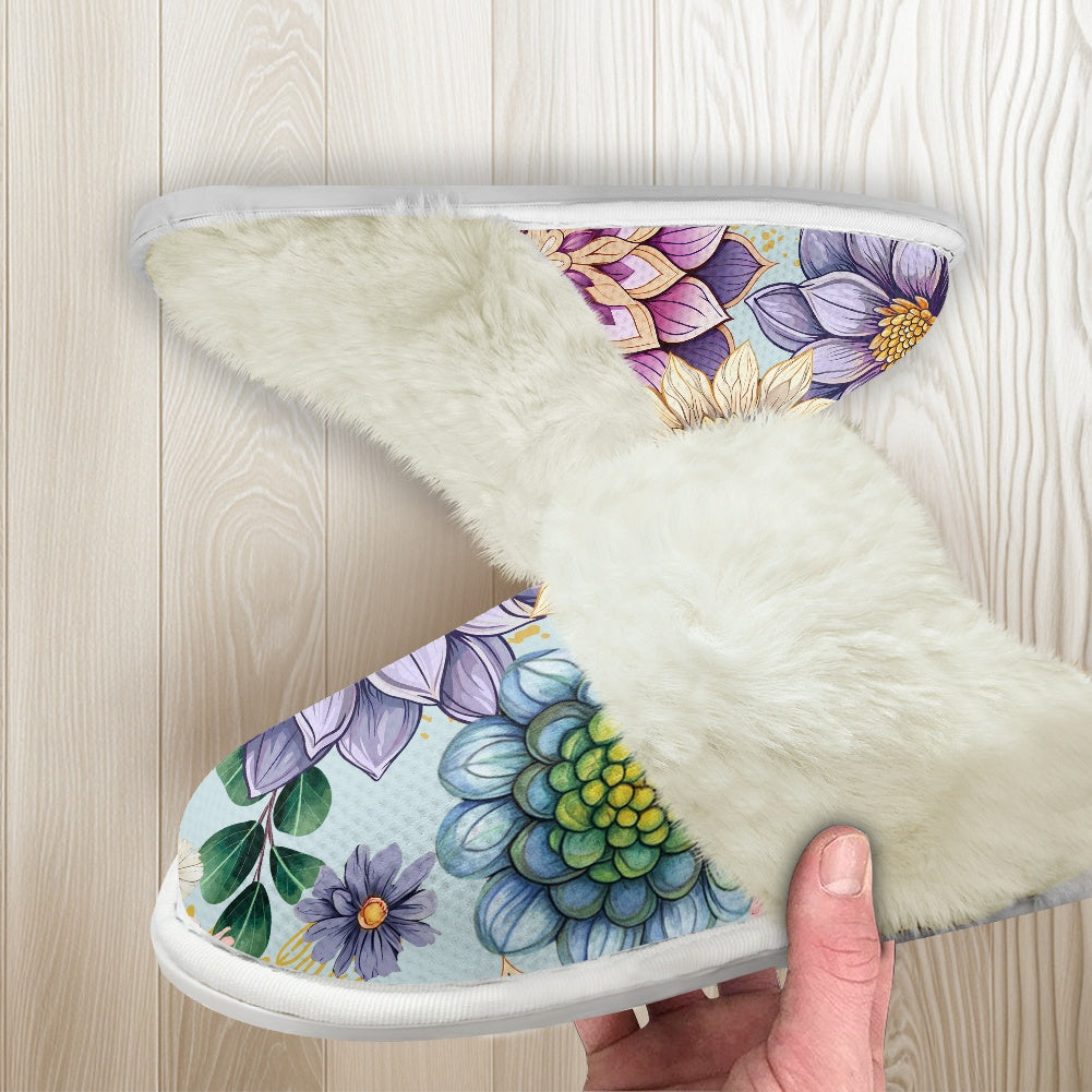 Cotton slippers with fur edges