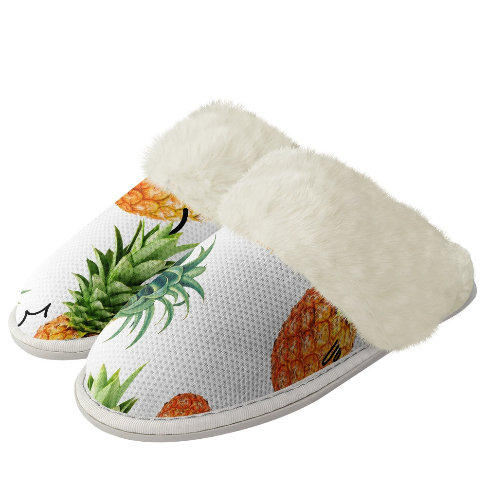 Cotton slippers with fur edges