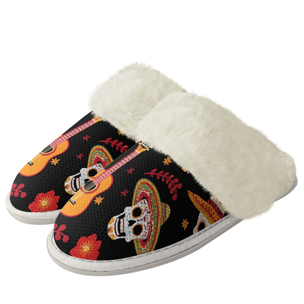 Cotton slippers with fur edges