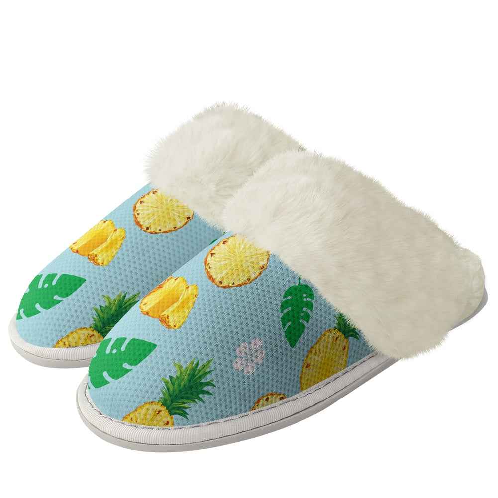 Cotton slippers with fur edges