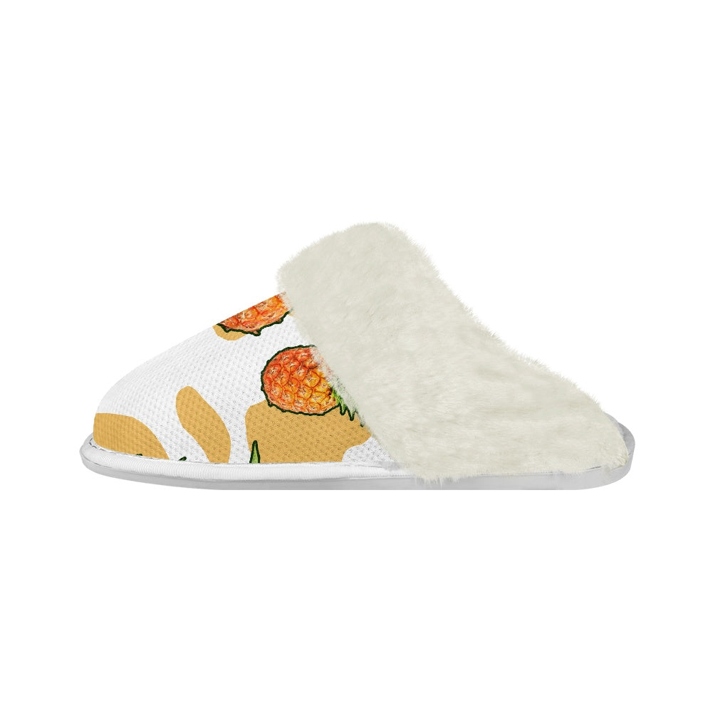 Cotton slippers with fur edges